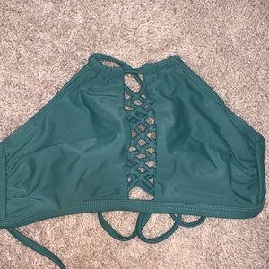 green high neck swimsuit
